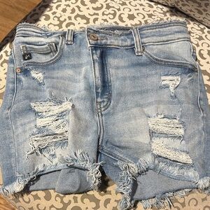 KanCan Light Blue Distressed Denim Shorts